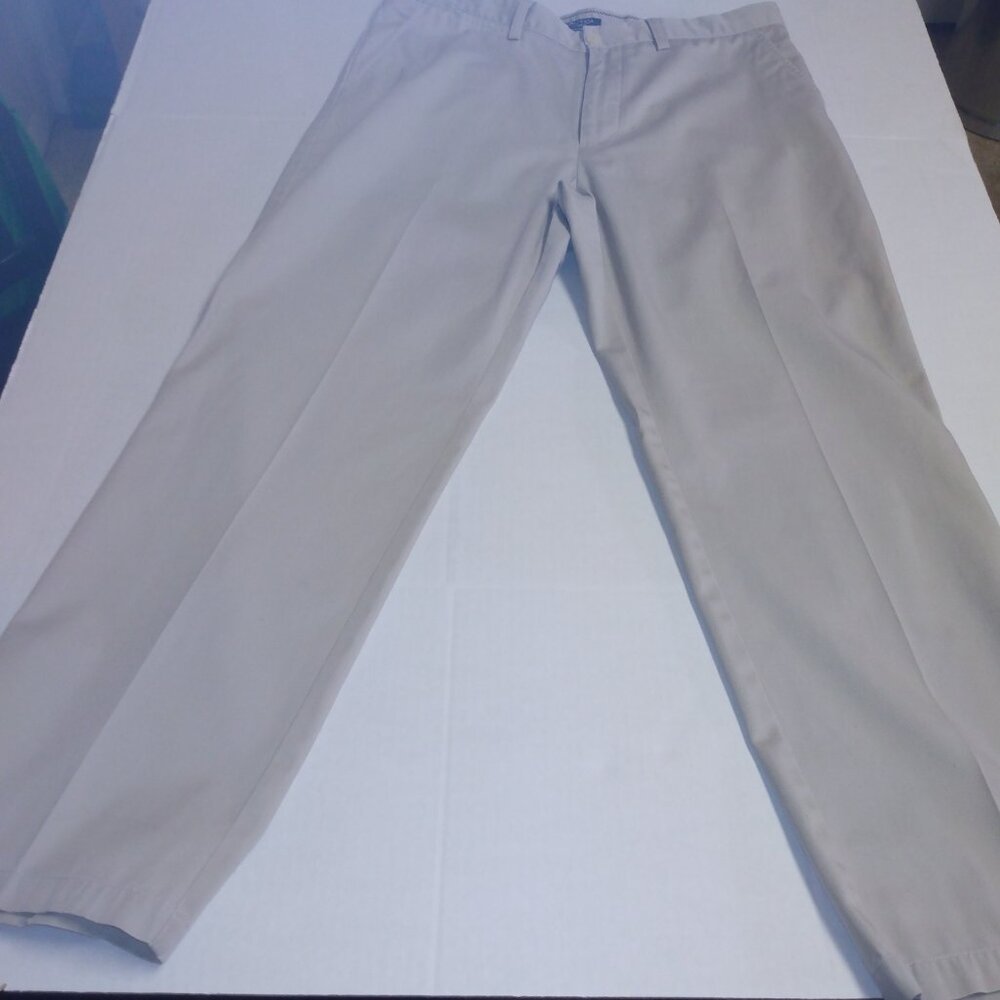 Nautica Clipper Mens Tan Khaki Flat Front Chino Pants 36W x 32L